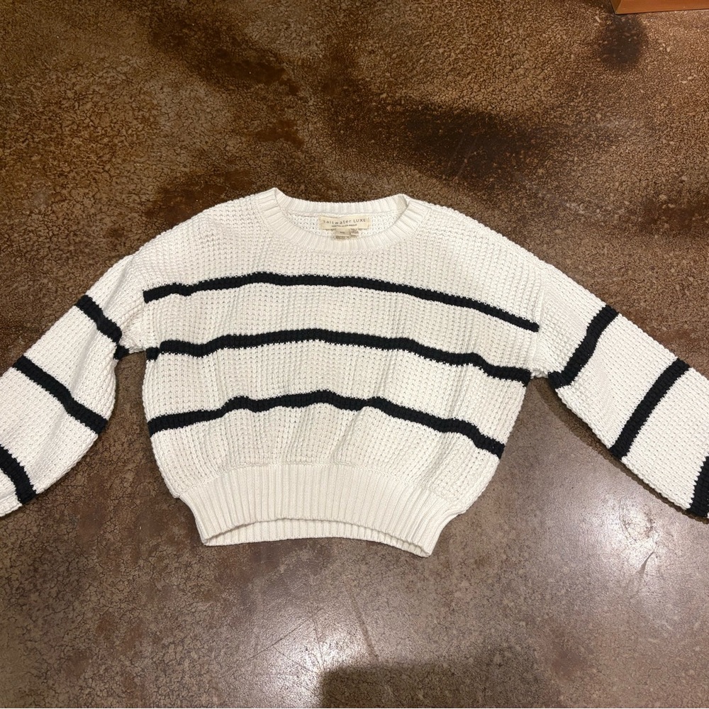 Saltwater LUXE White and Black Striped Sweater